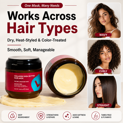 Collagen Shea Butter Repair Hair Mask - Restore Dry, Frizzy & Damaged Hair In Just 5 Minutes